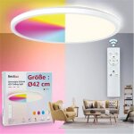 Plafonnier led �42 cm 24w rgbw dimmable avec t�l�commande r�tro - �clairage blanc neutre 4000k luminaire ...