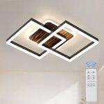 Plafonnier led - antenlicht - 40w - dimmable - t�l�commande - design noir et bois