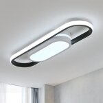Delipop plafonnier led moderne 24w 6500k ovale lampe de plafond noir + blanc pour salon chambre couloir ...