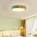 Plafonnier led moderne vert - �30cm * h5cm lustre en bois rond lumi�res chaudes lampe plafonde de salon ...