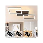 Plafonnier led de salon homefire - grand plafonnier noir � intensit� variable avec t�l�commande 63 w ...