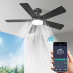 Plafonnier led avec ventilateur de plafond silencieux et t�l�commande 131 cm avec 5 pales led 6 vitesses ...