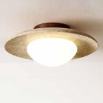 Plafonnier moderne rond en pierre avec abat - jour en verre douille e27 luminaire int�rieur