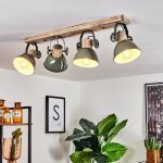 Plafonnier - hofstein - orny - bois et mtal blanc & vert - 4 spots pivotants - compatible led