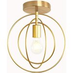 Plafonnier industriel r�tro en m�tal - diy lustre fer dor� boules 360� - diam�tre 32cm - 1 ampoule - ...