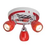 Plafonnier 3 spots - brilliant - racing - m�tal blanc et rouge - � 21 cm - orientable