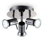 Plafonnier salle de bain led clairage lampe plafond sdb chrome 3 spots orientables ip44 gu10