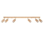 Plafonnier - sollux - berg - 6 spots gu10 - bois naturel - 120 cm - 40w