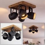 Plafonnier vanuatu en bois et mtal noir - hofstein - rtro - industriel - 4 spots - compatible led