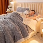 Plaid couverture polaire 200x230cm jet� de canap� couverture lest�etaffetas double face 3d c�ble plaid ...