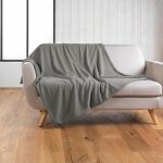 Plaid 180 x 220 cm ? bouclette unie ? wooly gris
