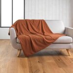 Plaid 180 x 220 cm ? bouclette unie ? wooly terracotta
