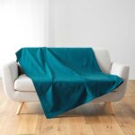Plaid - douceur dinterieur - lucile - 220 x 240 cm - polycoton - bleu uni