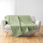 Plaid enroulable - lucile - 220 x 240 cm - polycoton - vert sauge - doux et pratique