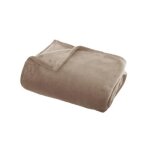 Plaid ollis en flanelle beige 130x180cm - atmosphera cr�ateur dint�rieur