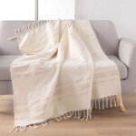 Plaid  franges jacquard doreline 125x150cm beige