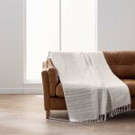 Plaid lilia 220 x 240 cm - 100% coton - naturel � franges