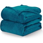 Plaid microfibre polaire doux pour canap� et lit 150x200 cm - 2 personnes - chaud et peluche bleu canard ...