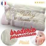 Plaid polaire bébé avec broderie prenom & date naissance 100 x 80 cm chaud extra doux Plaid polaire bébé avec broderie prenom & date naissance 100 x 80 cm chaud extra doux