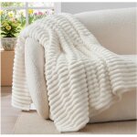 Plaid polaire blanc cr�me pour lit 1 personne couverture hiver 150x200 cm doux et chaud cadeau coconning ...