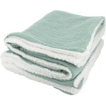 Plaid polaire et gaze de coton 130x170 couverture chaude et douce pour lit ou canapé. (bleu amande) Plaid polaire et gaze de coton 130x170 couverture chaude et douce pour lit ou canapé. (bleu amande)