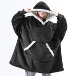 Plaid pull à manche longue avec capuche et poche pullover hoodie avec poche chaude polaire 80x110cm noir ... Plaid pull à manche longue avec capuche et poche pullover hoodie avec poche chaude polaire 80x110cm noir ...