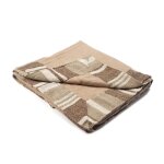Plaid en sudine  rayures beige 150x150