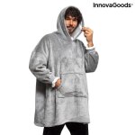 Couverture  manches - polaire en mouton - gris - taille unique 120x80 - unisexe - poche centrale 35x20cm ...
