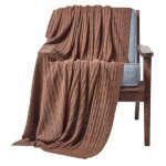 Plaid en tricot en 100% coton marron 150 x 200 cm