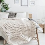 Plaid tricot grosse mailles 120x150cm cru couverture jet canap - blanc - plaid - synthtique - salon ...