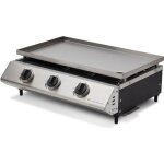 Plancha � gaz cadix 3 feux - cooking box - plaque inox 62 x 375 cm - tiroir graisse - jusqu� 8 convives ...