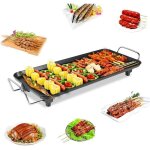 Plancha electrique 68 x 28 cm grill de table pour le camping - 1355w - acier inoxydable a38