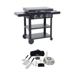 Plancha gaz 3 br�leurs acier inoxydable 12kw avec chariot et ustensiles