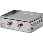 Plancha au gaz brasero joana inox 2 feux - surface de cuisson 53 x 40 cm - gris