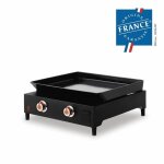 Plancha au gaz saverio acier 2 feux - brasero - plaque en fonte 60 x 52 cm - fabrication fran�aise - ...