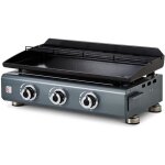 Plancha � gaz silvia ii g 3 feux gris m�tallis� - brasero - plaque acier �maill�e - 67 x 34 cm - 75 kw ...