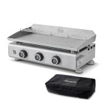 Plancha gaz inox silvia iig evo 3 feux ? brasero by favex - 795 kw ? plaque inox 67 x 34 cm ? housse ...