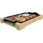 Plancha - grill lectrique 2000 w - cecotec - structure bambou - plaque antiadhrente
