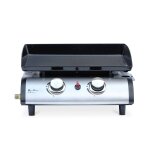Plancha au gaz 2 br�leurs - porthos - 5 kw. barbecue. cuisine ext�rieure. plaque �maill�e. inox
