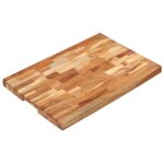 Planche � d�couper en bois dacacia - vidaxl - 60x40x4 cm - bois dacacia massif - design � bandes - rainure ...
