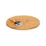 Planche � d�couper - bambou - � 35 cm - naturel - inclus d�coupeur de pizza