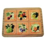 Planche  dcouper en verre lisse 6 fruits - multicolore - 40 cm x 30 cm x 1 cm - astuceo