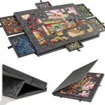 Planche de puzzle portable table inclinable avec support r�glable avec couvercle et 6 tiroirs de tri ...