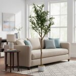 Plante artificielle 150 cm oliviers artificiels avec pot blanc 22 olives pour balcon chambre bureau