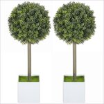 Plantes &amp fleurs - 2 boules de buis artificielles 45 cm en pot - vert