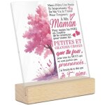 Plaque acrylique merci maman je taime message touchant arbre rose d�coration cadeau f�te des m�res (arbre ...
