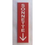 Plaque adh�sive sonnette + fleche verticale format 29 x 100 mm rouge