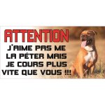 Plaque attention au chien amricain staff
