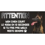 Plaque attention au chien malinois berger belge
