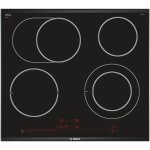 Plaque chauffante en c�ramique bosch serie 8 pkn675dp1d - 4 br�leurs - noir et acier inoxydable